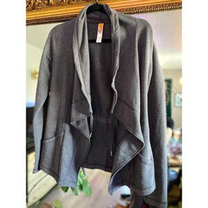 Lucy Activewear Gray Drape Front Cardigan